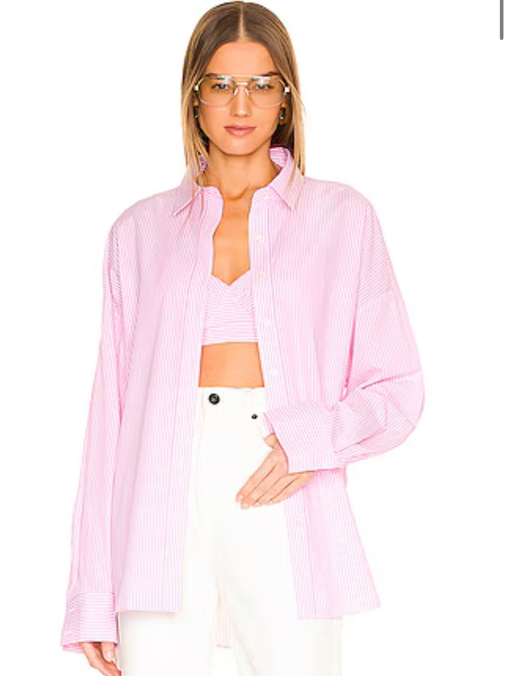 Favorite Daughter Pink & White Stripe Favorite Ex-Boyfriend Shirt